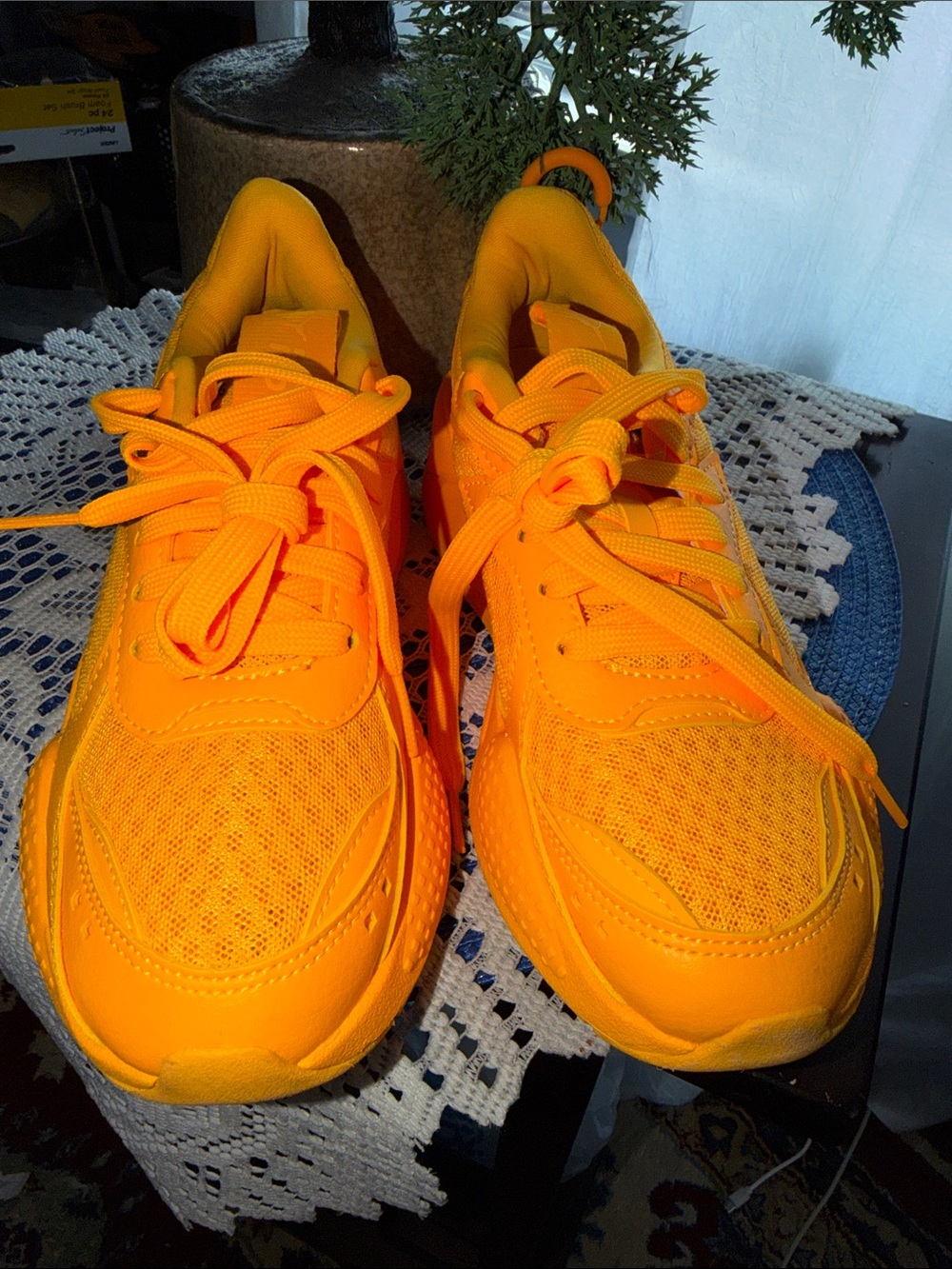 Puma RS Running System Women’s Neon Orange Lace-Up Sneakers- unisex - Picture 3 of 8